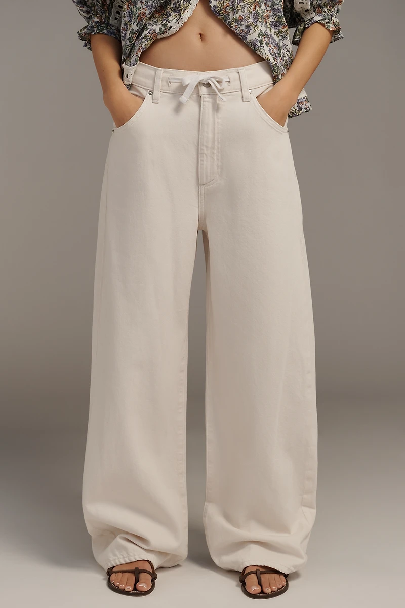 LE JEAN Luna High-Rise Relaxed Wide-Leg Tie-Waist Jeans