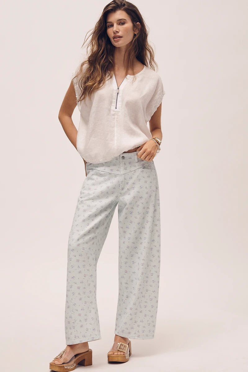 LE JEAN Cotton Selena Crop High-Rise Tapered Jeans