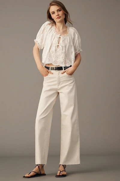 LE JEAN Petite White Column Jeans