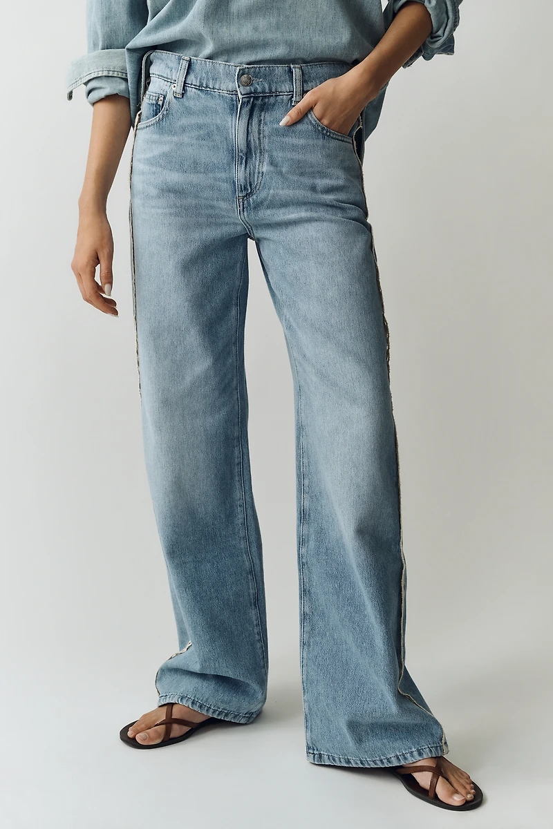 LE JEAN Bottom Column High-Rise Wide-Leg Jeans