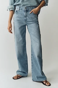 LE JEAN Bottom Column High-Rise Wide-Leg Jeans
