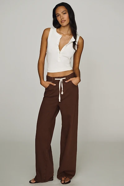LE JEAN Luna High-Rise Wide-Leg Drawstring Jeans