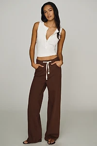 LE JEAN Luna High-Rise Wide-Leg Drawstring Jeans