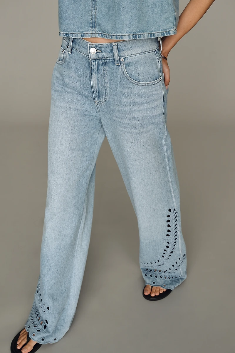 LE JEAN Alexa Boyfriend Mid Rise Relaxed Wide Leg Jeans