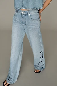 LE JEAN Alexa Boyfriend Mid Rise Relaxed Wide Leg Jeans