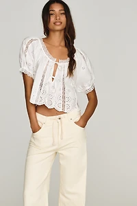 LE JEAN Luna High Rise Drawstring Relaxed  Wide Leg Jeans