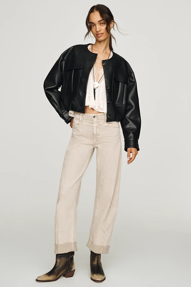 LE JEAN Selena Mid-Rise Cropped Cuffed Barrel Jeans