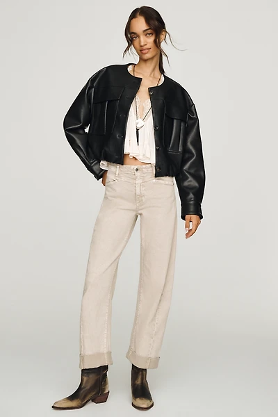 LE JEAN Selena Mid-Rise Cropped Cuffed Barrel Jeans