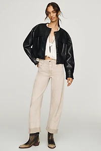 LE JEAN Selena Mid-Rise Cropped Cuffed Barrel Jeans