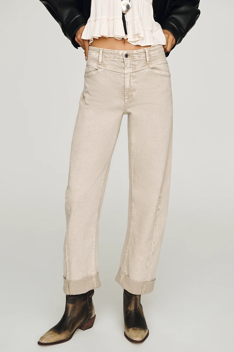 LE JEAN Selena Mid-Rise Cropped Cuffed Barrel Jeans