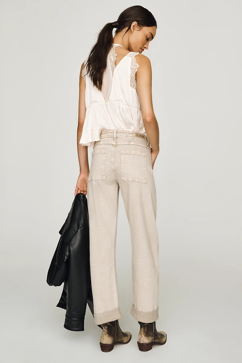 LE JEAN Selena Mid-Rise Cropped Cuffed Barrel Jeans