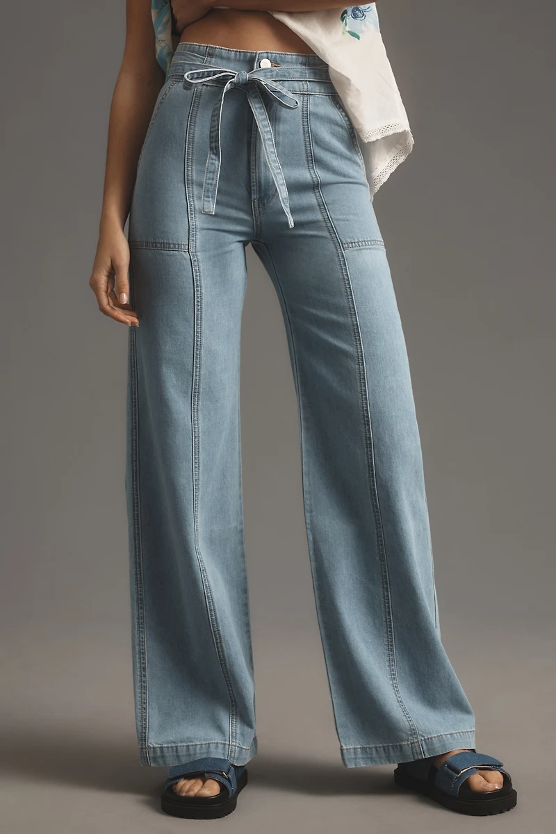 Hudson Tie-Waist High-Rise Wide-Leg Jeans