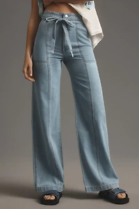 Hudson Tie-Waist High-Rise Wide-Leg Jeans