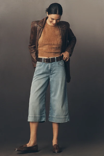 Fidelity Denim Cardi High-Rise Wide-Leg Crop Knit Jeans