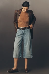Fidelity Denim Cardi High-Rise Wide-Leg Crop Knit Jeans