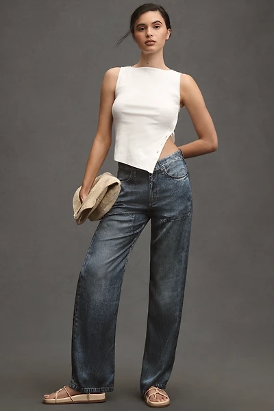 rag & bone Miramar Satin Logan Mid-Rise Wide-Leg Carpenter Jeans