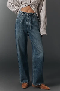 rag & bone Phoebe Drawstring High-Rise Wide-Leg Jeans