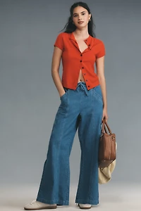 Seventy + Mochi Juno High-Rise Wide-Leg Tie-Waist Jeans