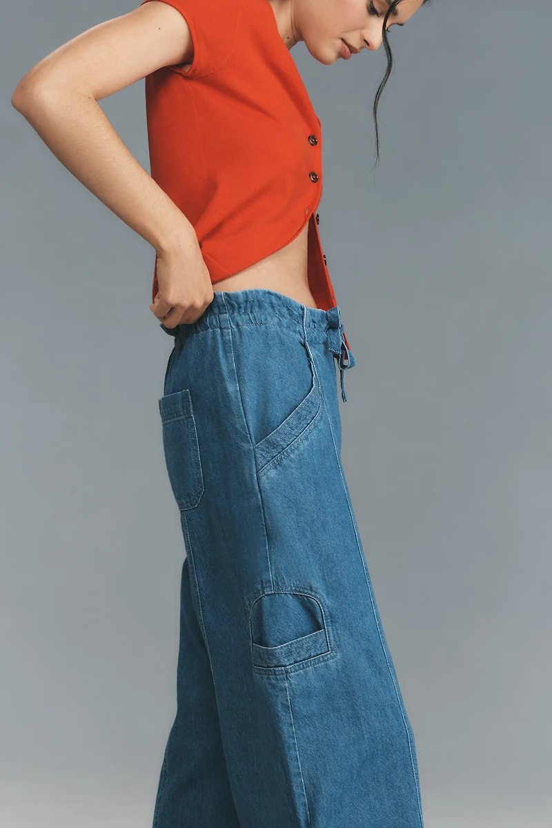 Seventy + Mochi Juno High-Rise Wide-Leg Tie-Waist Jeans