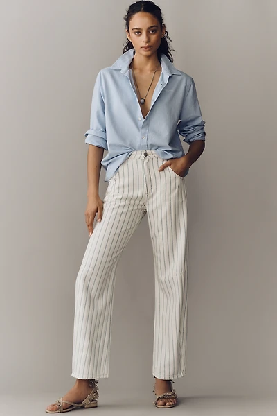 Seventy + Mochi Nina Striped Mid-Rise Straight-Leg Jeans