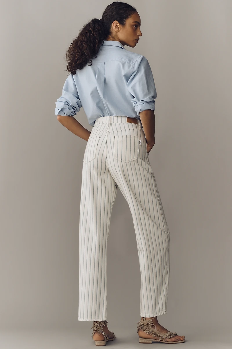 Seventy + Mochi Nina Striped Mid-Rise Straight-Leg Jeans