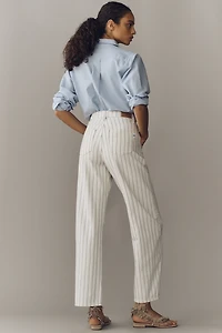 Seventy + Mochi Nina Striped Mid-Rise Straight-Leg Jeans