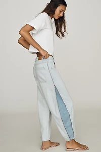 Seventy + Mochi Bo Zipper High-Rise Barrel-Leg Jeans