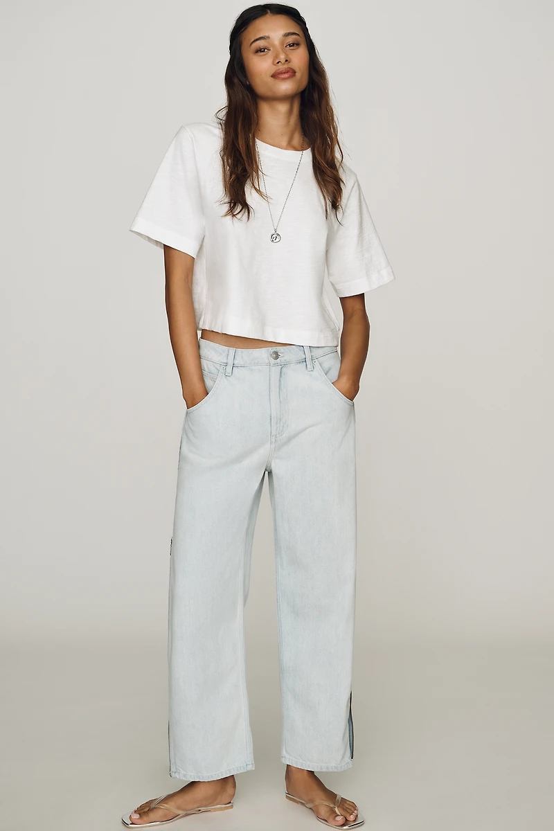 Seventy + Mochi Bo Zipper High-Rise Barrel-Leg Jeans