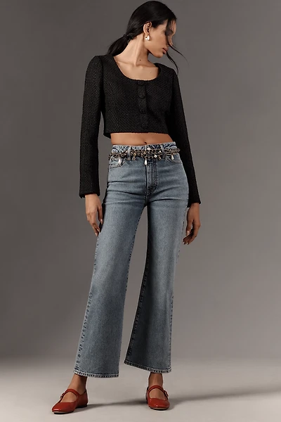 FRAME Petite Le Pixie Arrow High-Rise Flare Jeans