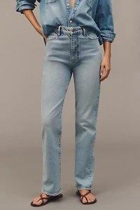 FRAME The Pixie Ruler Petite High-Rise Straight-Leg Jeans