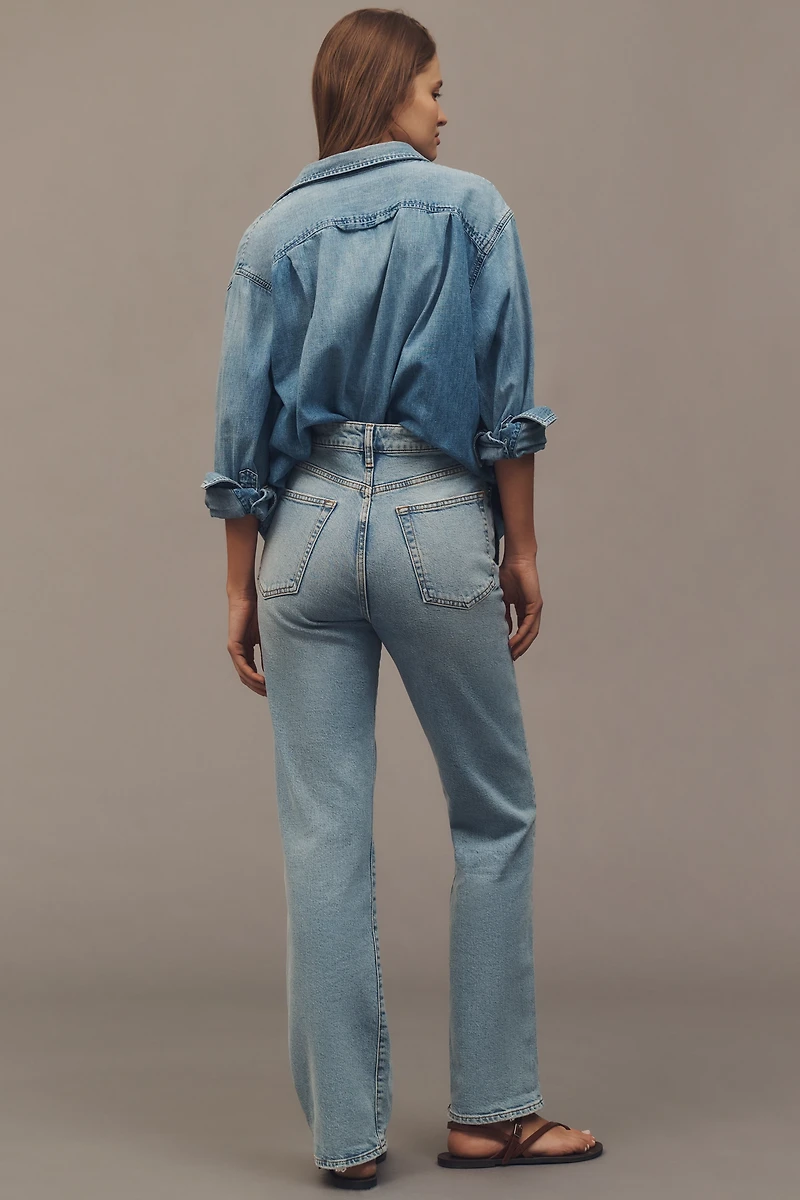 FRAME The Pixie Ruler Petite High-Rise Straight-Leg Jeans