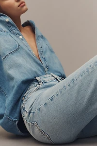 FRAME The Pixie Ruler Petite High-Rise Straight-Leg Jeans