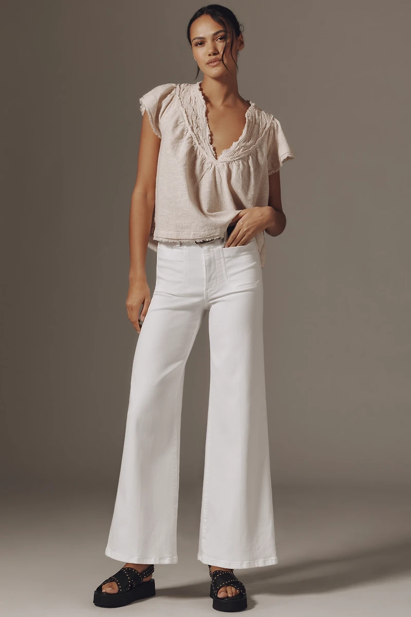 FRAME Le Slim Palazzo Modernist Pocket High-Rise Wide-Leg Jeans
