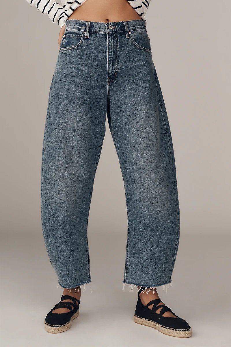 FRAME The Bubble High-Rise Barrel-Leg Jeans
