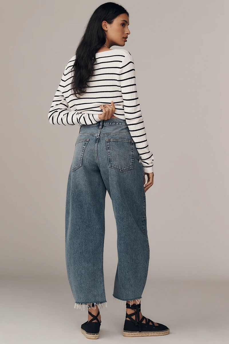 FRAME The Bubble High-Rise Barrel-Leg Jeans
