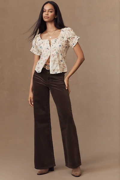 FRAME Le Slim Palazzo High-Rise Corduroy Jeans