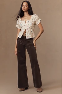 FRAME Le Slim Palazzo High-Rise Corduroy Jeans