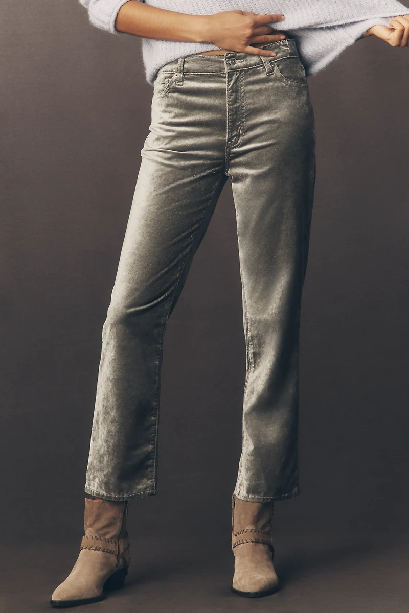 FRAME Le Sleek Straight Leg High Rise Velvet Jeans