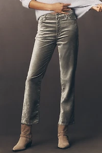 FRAME Le Sleek Straight Leg High Rise Velvet Jeans