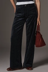 FRAME Le Slim Palazzo Velvet High-Rise Wide-Leg Jeans