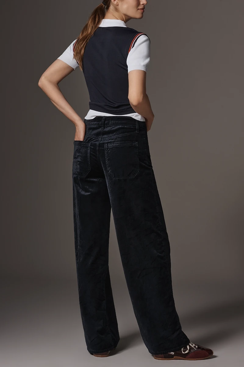 FRAME Le Slim Palazzo Velvet High-Rise Wide-Leg Jeans