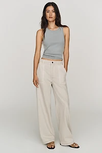 FRAME Bow Cargo High-Rise Barrel-Leg Jeans