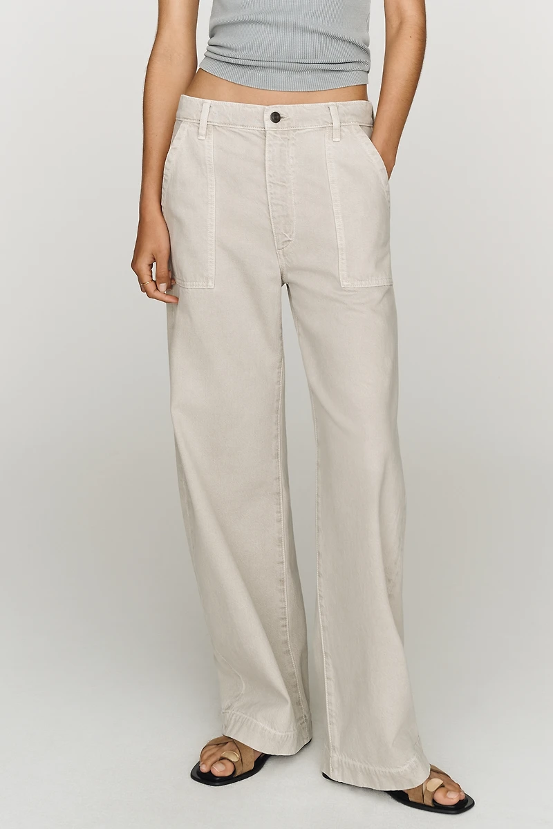 FRAME Bow Cargo High-Rise Barrel-Leg Jeans