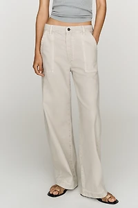 FRAME Bow Cargo High-Rise Barrel-Leg Jeans