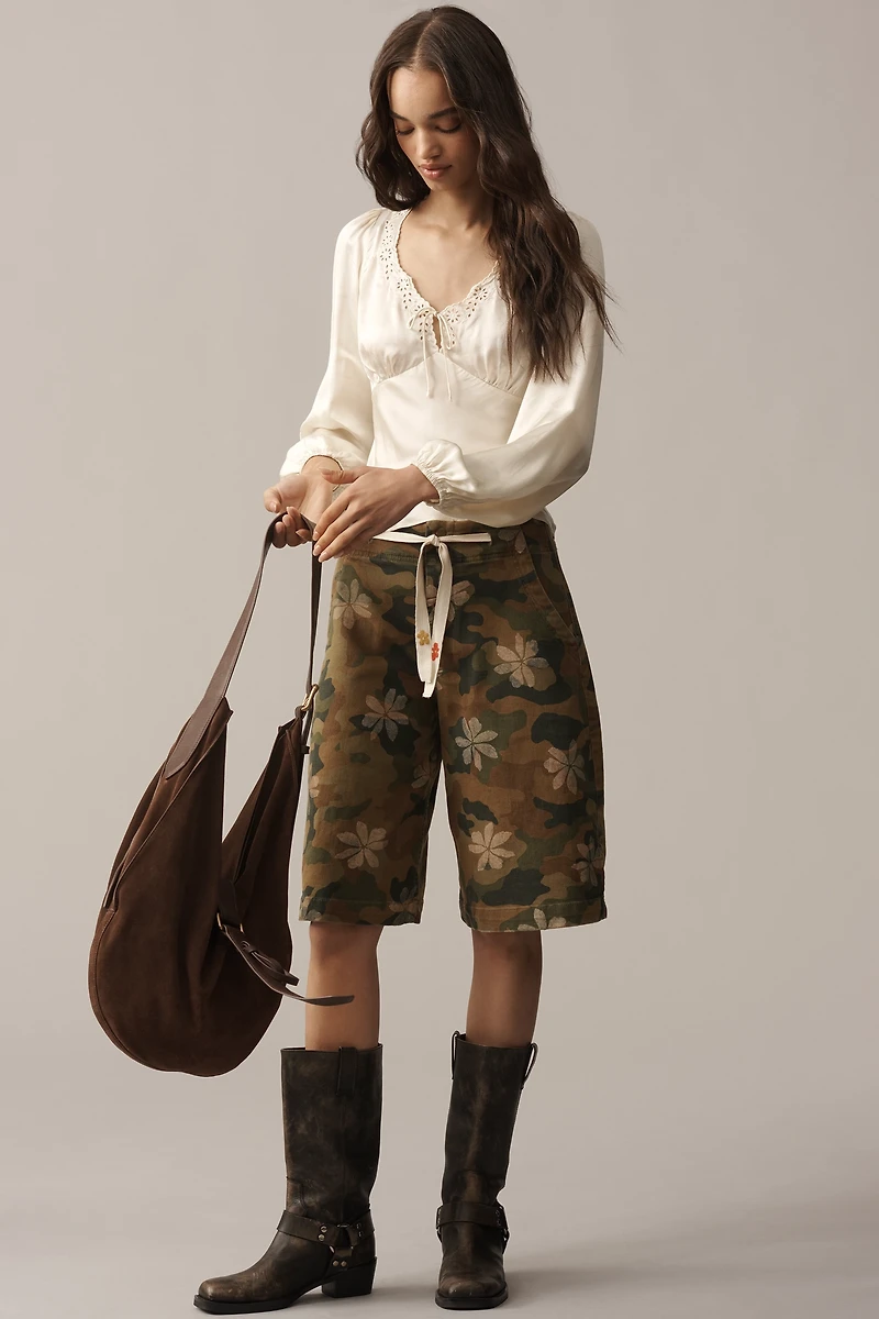 Pilcro High-Rise Drawstring Denim Culottes