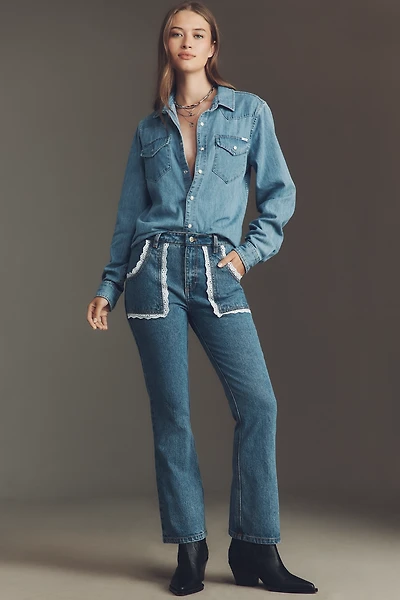 Cynthia Rowley Baby Doll High-Rise Crop Flare Jeans