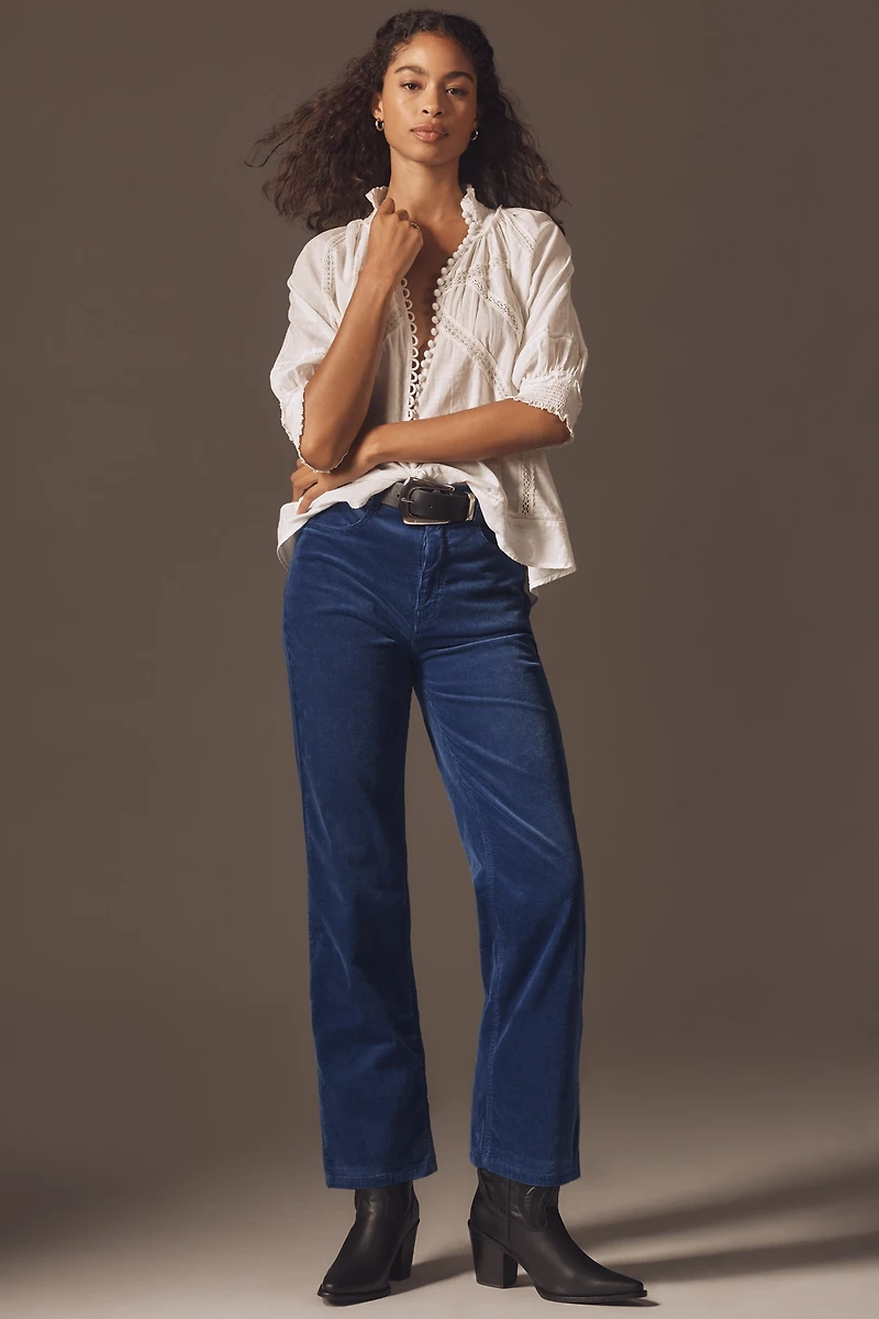 The Annie Corduroy High-Rise Straight-Leg Jeans by Pilcro