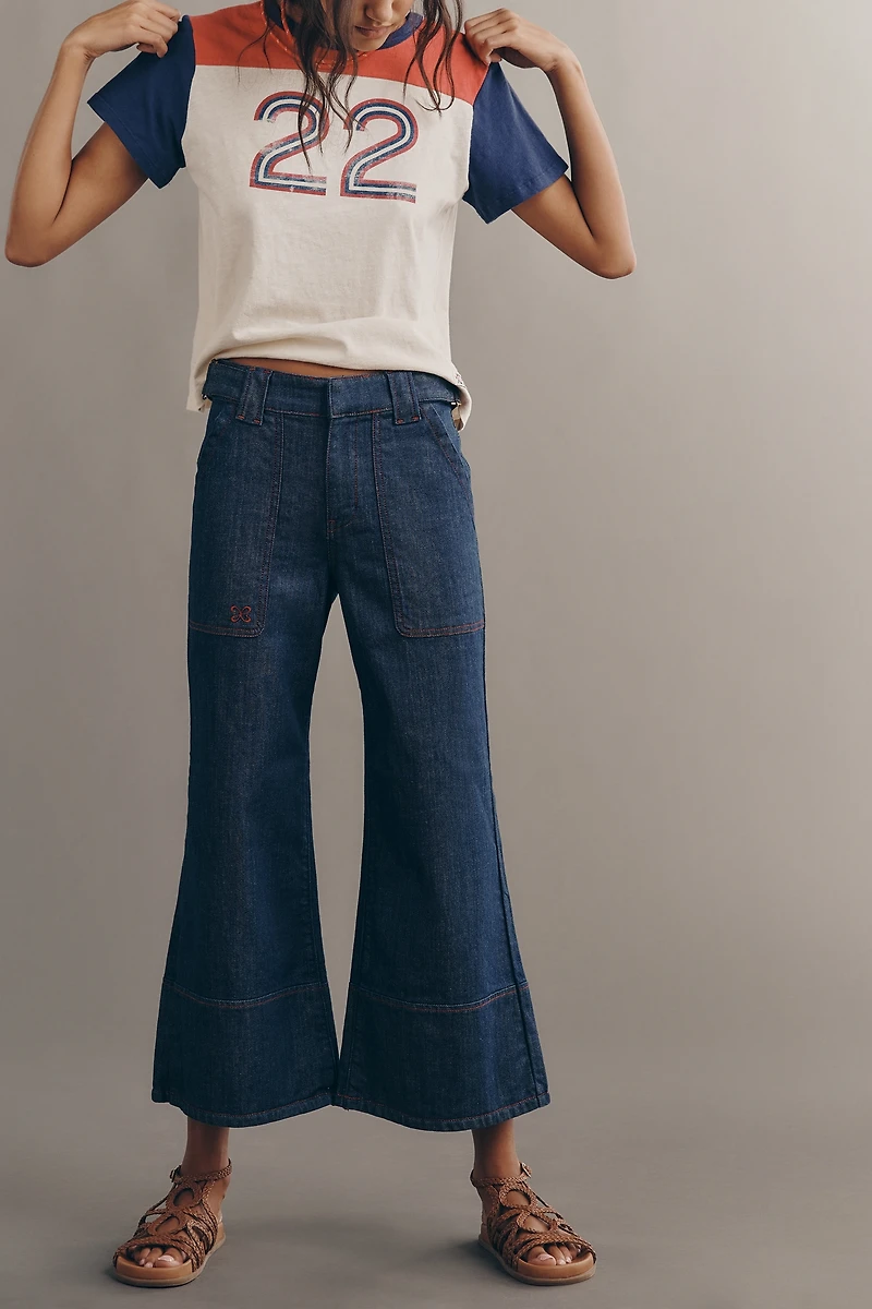 Maeve Utility High-Rise Crop Wide-Leg Jeans
