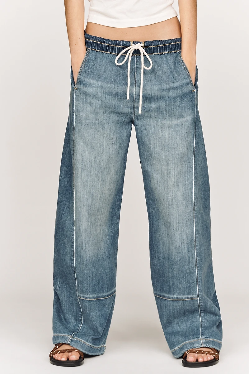 Pilcro Izzie Relaxed Full Length Pull On Barrel Jeans