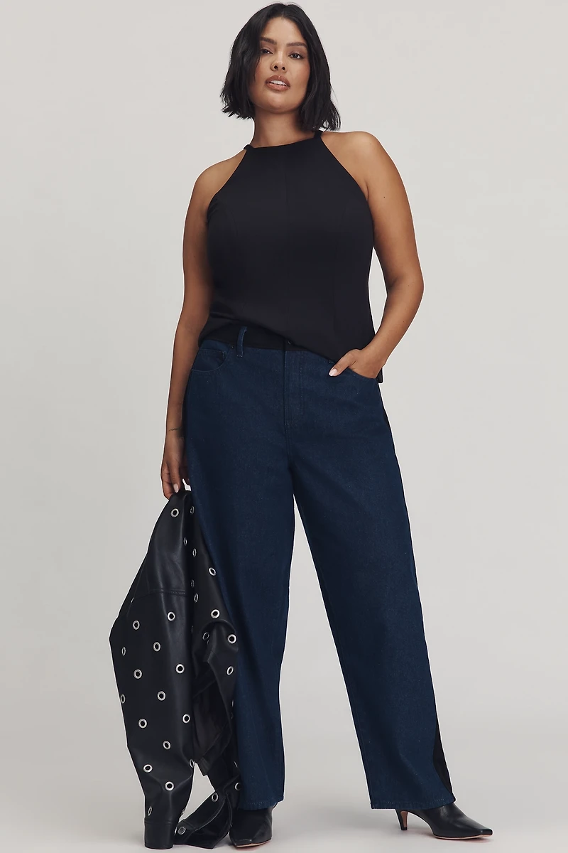 Eloquii Plus Faux-Suede High-Rise Wide-Leg Pants